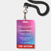 Badge Carte d'identité d'invitation à une fête d'anniver (Arrière avec lanière)