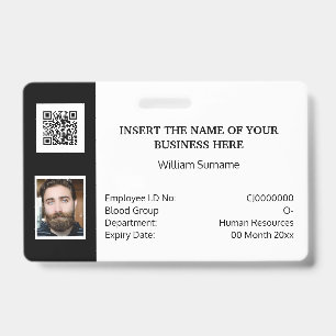 Badge Carte d'identité DIY classique photo logo noir bla