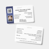 Badge Carte d'identité DIY classique photo simple logo b (Avant & arrière)