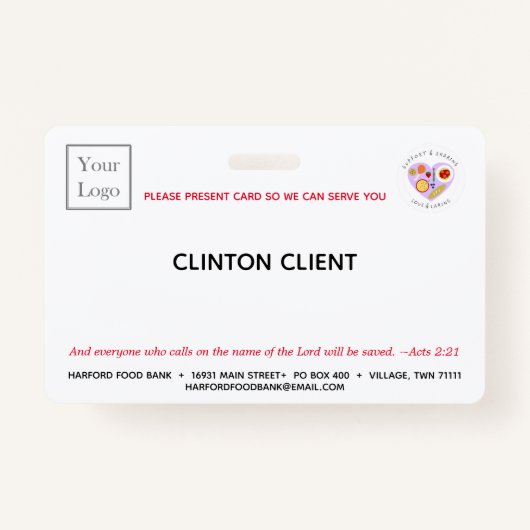 Badge Carte d'identité du client de l'organisme de bienf (Dos)