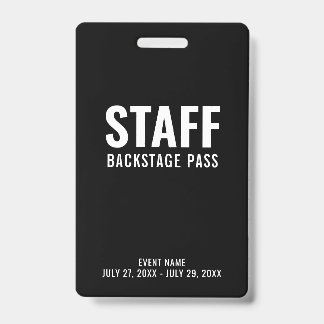 Badge Carte d'identité du personnel noir blanc