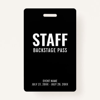 Badge Carte d'identité du personnel noir blanc