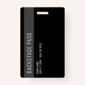 Badge Carte d'identité du personnel noir blanc (Dos)