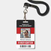Badge Carte d'identité du pompier du service de pompiers (Face avec cordon)