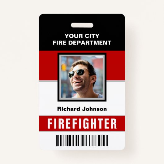 Badge Carte d'identité du pompier du service de pompiers (Devant)