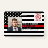 Badge Carte d'identité du pompier photo personnalisée Ca (Devant)