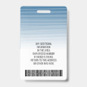 Badge Carte d'identité du salarié - rayures modernes, lo (Arrière)