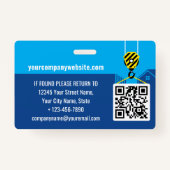 Badge Carte d'identité du visiteur Lieu de construction  (Dos)