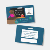 Badge Carte d'identité d'un enseignant africain américai (Recto et verso)