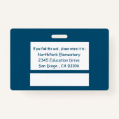 Badge Carte d'identité d'un enseignant africain américai (Dos)