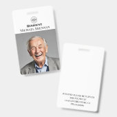 Badge Carte d'identité d'un résident de soins infirmiers (Avant & arrière)