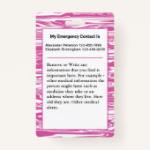 Badge Carte d'identité d'urgence d'alerte Médicale (Dos)