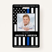 Badge Carte d'identité d'urgence pour enfants Police Pav (Devant)