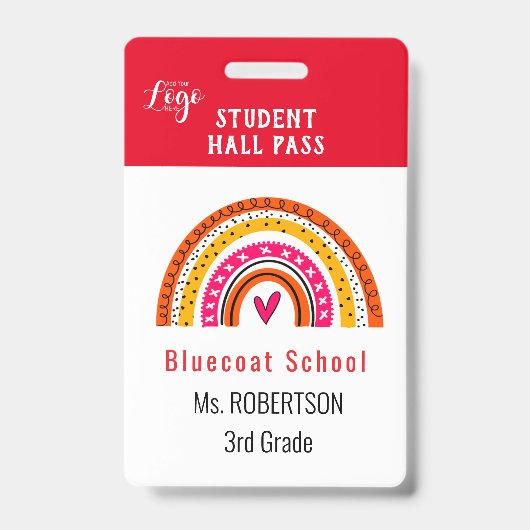Badge Carte d'identité École enseignant ou élève arc-en- (Avant)