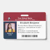 Badge Carte d'identité École pour enfants d'élèves (Face)