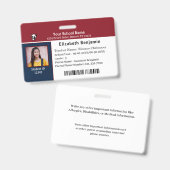 Badge Carte d'identité École pour enfants d'élèves (Recto et verso)