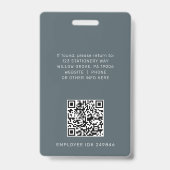 Badge Carte d'identité employé à code QR avec logo bleu (Arrière)
