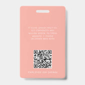 Badge Carte d'identité employé à code QR avec logo pêche (Arrière)