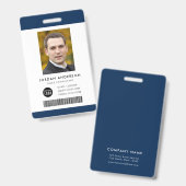 Badge Carte d'identité employé avec code-barres, logo et (Avant & arrière)