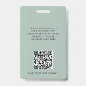 Badge Carte d'identité employé avec code QR et logo Art (Arrière)