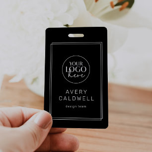 Badge Carte d'identité employé avec code QR et logo noir