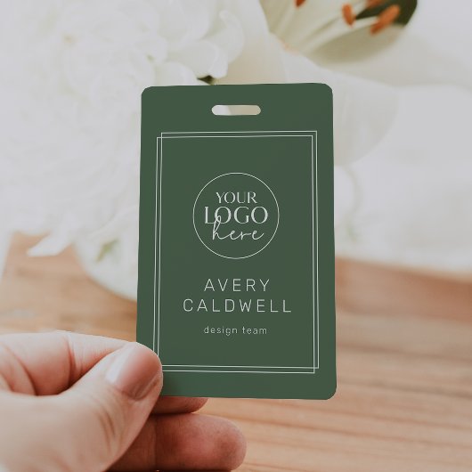 Badge Carte d'identité employé avec code QR et logo vert