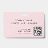 Badge Carte d'identité employé avec logo rose moderne (Arrière)
