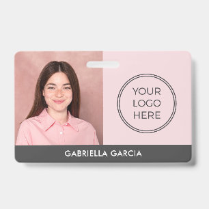 Badge Carte d'identité employé avec logo rose moderne
