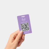 Badge Carte d'identité employé Code QR Lilac simple (Manuel / portable)