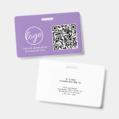 Badge Carte d'identité employé Code QR Lilas Simple (Avant & arrière)