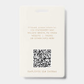 Badge Carte d'identité employé Code QR Logo EVERLY Cream (Arrière)
