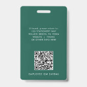 Badge Carte d'identité employé Code QR Logo EVERLY Émera (Arrière)