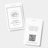 Badge Carte d'identité employé Code QR Logo Minimal Mode (Avant & arrière)