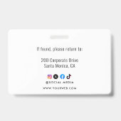 Badge Carte d'identité | Employé minimaliste d'entrepris (Arrière)