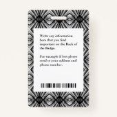 Badge Carte d'identité Employé Nom photo Logo Bar Person (Dos)