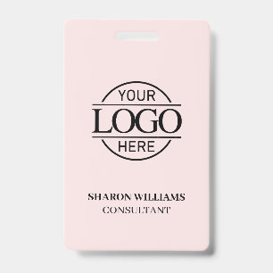 Badge Carte d'identité employé rose blush avec logo d'en