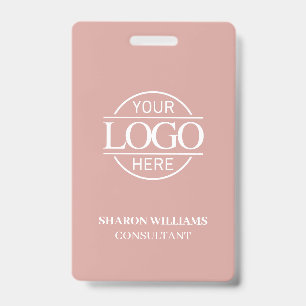 Badge Carte d'identité employé Rose Poussiéreuse avec lo