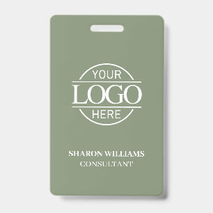 Badge Carte d'identité employé Vert Sauge avec logo d'en