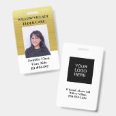Badge Carte d'identité en staff doré avec nom (Avant & arrière)