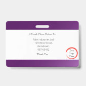 Badge Carte d'identité Fade Dark Purple (horizontale) (Arrière)