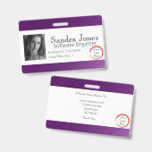 Badge Carte d'identité Fade Dark Purple (horizontale) (Avant & arrière)