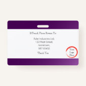 Badge Carte d'identité Fade Dark Purple (horizontale) (Dos)