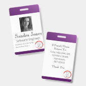 Badge Carte d'identité Fade Dark Purple (Vertical/Portra (Avant & arrière)