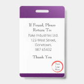 Badge Carte d'identité Fade Dark Purple (Vertical/Portra (Arrière)