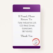Badge Carte d'identité Fade Dark Purple (Vertical/Portra (Dos)