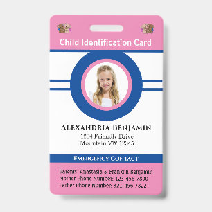Badge Carte d'identité Garçon fille photo personnalis