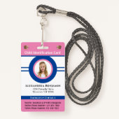 Badge Carte d'identité Garçon fille photo personnalisée (Devant avec lanière)