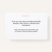 Badge Carte d'identité Garçon fille photo personnalisée (Dos)