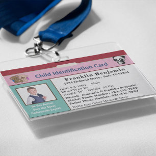 Badge Carte d'identité Garçon fille photo personnalisée