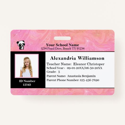 Badge Carte d'identité Garçon fille photo personnalisée (Devant)